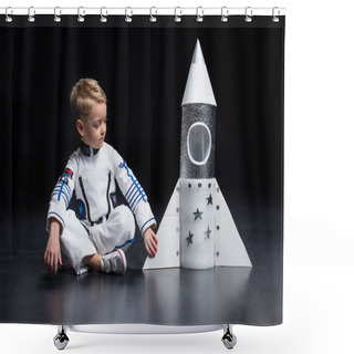 Personality  Boy In Astronaut Costume Shower Curtains