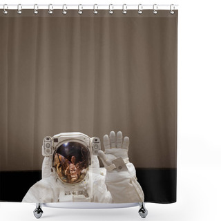 Personality  Astronaut Posing On Mars Land During Sunrise. Dark Atmosphere. T Shower Curtains