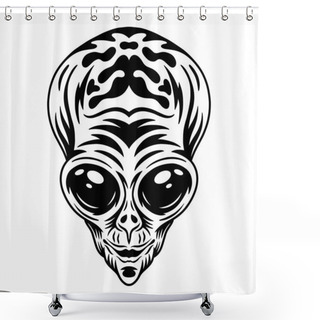 Personality  Alien Face. Design Element For Poster, Card, Banner. Shower Curtains