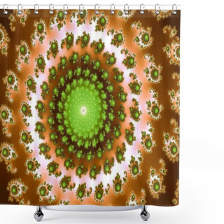 Personality  Fractal Astroniras Spiral With Illusion Of Rotation In A Green Colors Shower Curtains