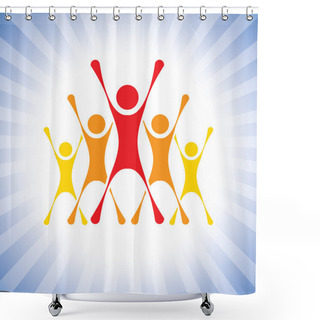 Personality  Team Of Achievers Celebrating Victory In A Competition- Vector G Shower Curtains