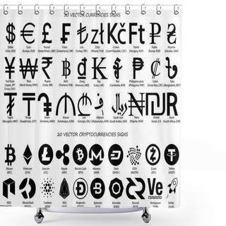 Personality  Currencies Signs, Vector Currency Symbols, World Currency And Cr Shower Curtains