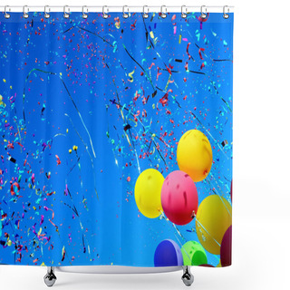 Personality  Multicolored Balloons And Confetti Shower Curtains