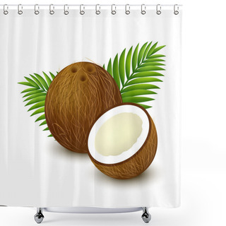 Personality  Coconut With Palm Leaves Shower Curtains