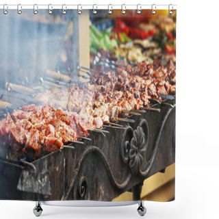Personality  Barbecue Skewers With Meat Shower Curtains