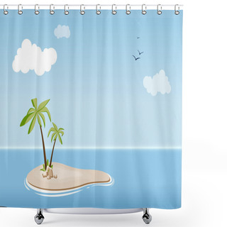Personality  Desert Island With Palm Trees In Sea Shower Curtains