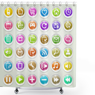 Personality  Media Icons Vector Set Shower Curtains