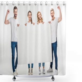 Personality  Friends Holding Blank Card    Shower Curtains