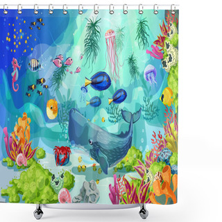 Personality  Cartoon Colorful Marine Underwater Life Background Shower Curtains