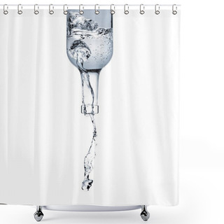 Personality  Motion Shot Of Water Pouring From Glass Bottle Isolated On White Shower Curtains