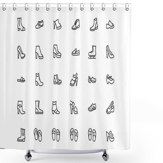 Personality  Shoes Vector Line Icons 2 Shower Curtains