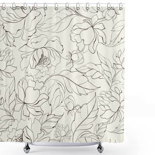 Personality  Seamless Floral Pattern With Peony. Shower Curtains