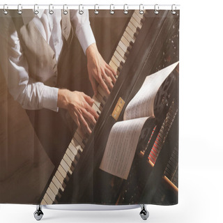 Personality  Hands Playing Piano Shower Curtains