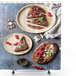 Personality  Dessert Chocolate Pizza Shower Curtains