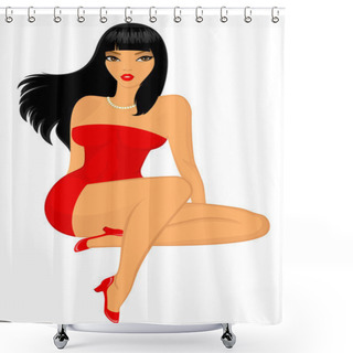 Personality  Vintage Fashion Girl Shower Curtains