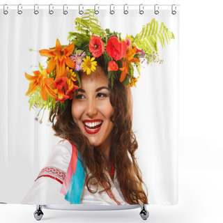 Personality  Ukrainian Woman In Garland Of Flowers Shower Curtains