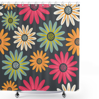Personality  Floral Seamless Pattern With Flowers. Vector Blooming Doodle Flo Shower Curtains