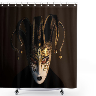 Personality  Portrait With Venice Mask Shower Curtains
