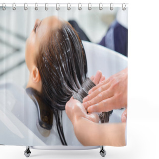 Personality  Clients Hair Is Being Reconditioned. Shower Curtains