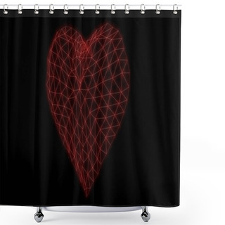 Personality  Heart Glowing Neon Synthwave Glitch 3d Render Shower Curtains