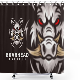 Personality  Boar Head Character Mascot Logo Shower Curtains