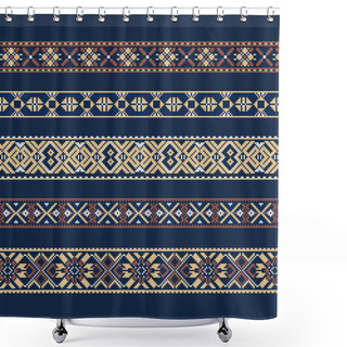 Personality  Ethnic Ornamental Background In Blue And Brown Colors Shower Curtains