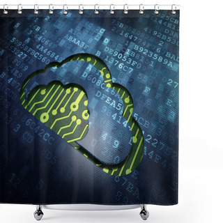 Personality  Cloud Technology Concept: Cloud On Digital Screen Background Shower Curtains