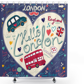 Personality  Vector Set Of London Symbols Shower Curtains