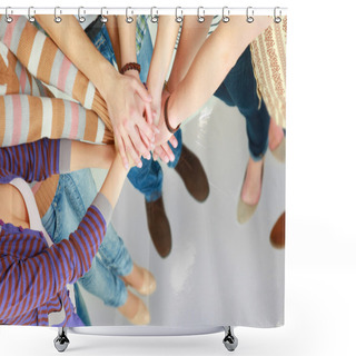 Personality  Pile Of Hands Of Friends. Shower Curtains