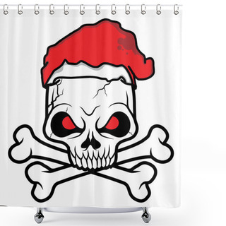 Personality  Black White Skull Head Vector Illustration Shower Curtains
