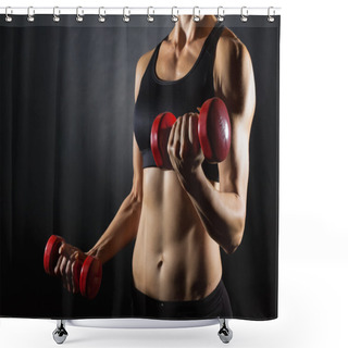 Personality  Fitness Woman With Dumbbells  Shower Curtains