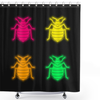 Personality  Bed Bug Four Color Glowing Neon Vector Icon Shower Curtains