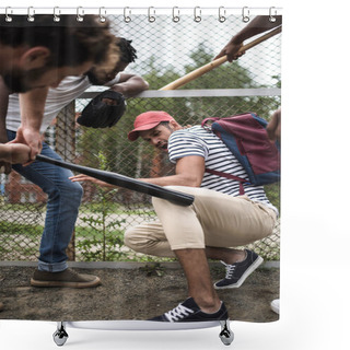 Personality  Men Attacking Other One With Baseball Bats Shower Curtains