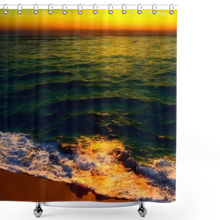 Personality  Beautiful Sunrise Over The Sea Shower Curtains