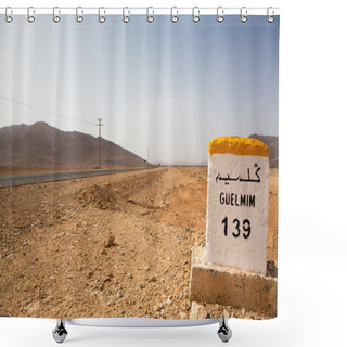 Personality  Famous White And Yellow Road Sign, Morocco Shower Curtains