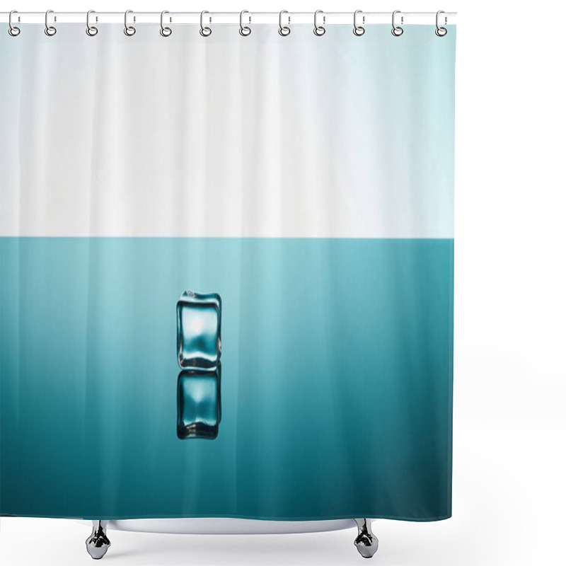 Personality  clear ice cube with reflection on emerald and white background shower curtains