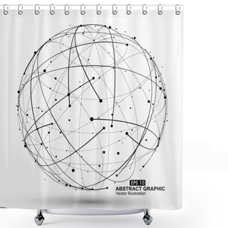 Personality  Point And Curve Constructed The Sphere Wireframe, Technological Sense Abstract Illustration. Shower Curtains