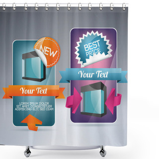 Personality  Banner Set For Sale With Stickers And Labels. Vector Illustration. Shower Curtains