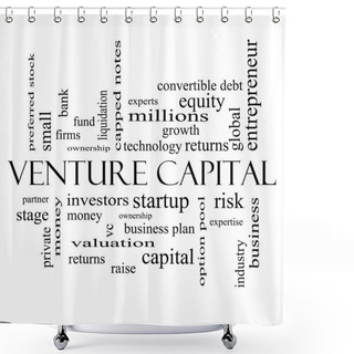 Personality  Venture Capital Word Cloud Concept In Black And White Shower Curtains