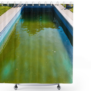 Personality  Abandoned Swimming Pool With Green Rotten Water Outdoors. Shower Curtains