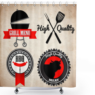 Personality  Grill Menu Signs Vector Illustration   Shower Curtains