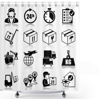 Personality  Icons Set With Reflection: Logistics Shower Curtains