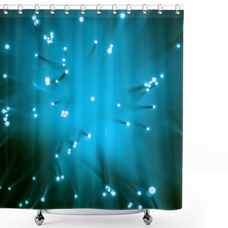 Personality  Top View Of Blurred Glowing Blue Fiber Optics Background Shower Curtains