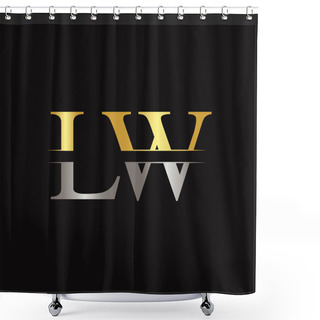 Personality  Initial LW Letter Logo Design Vector Template. Abstract Black Letter LW Logo Design Shower Curtains