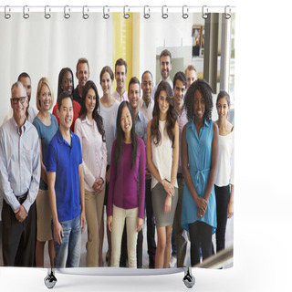 Personality  Portrait Of Multi-Cultural Office Staff Standing In Lobby Shower Curtains