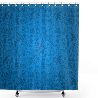 Personality  Russian Culture Icon Blue Background Template Shower Curtains