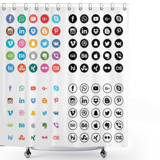 Personality  Set Of Social Networks Web Icons  Shower Curtains