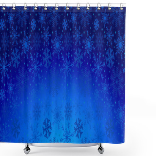 Personality  Christmas Holiday Background With Snowflakes And Stars In Blue. Abstract Winter Blue Seamless Pattern Shower Curtains