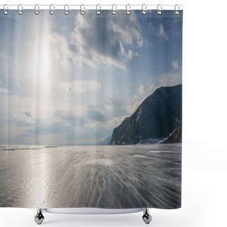 Personality  Frozen Sea And Mountains With Backlit Shower Curtains