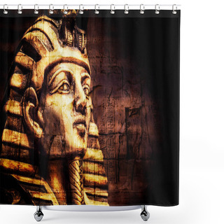 Personality  Ancient Stone Pharaoh Tutankhamen Mask  Shower Curtains
